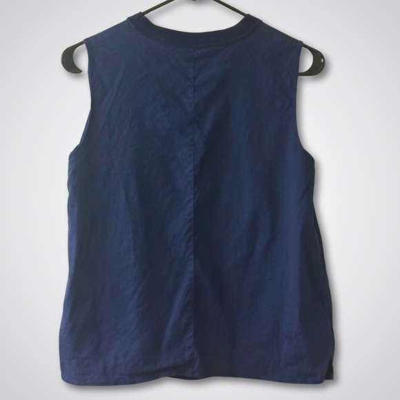 Vince Navy Linen Sleeveless Top - Picture 2 of 4